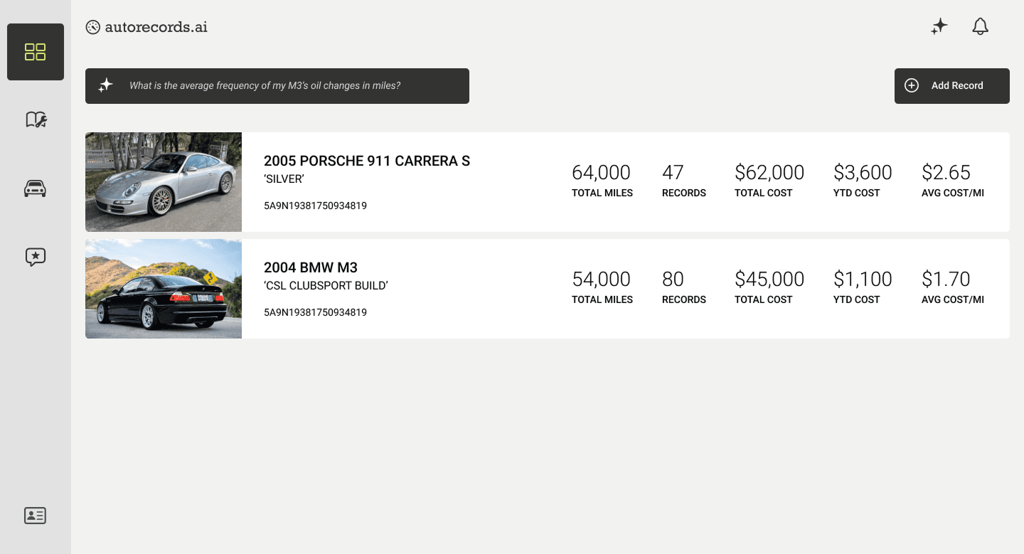 AutoRecords Dashboard